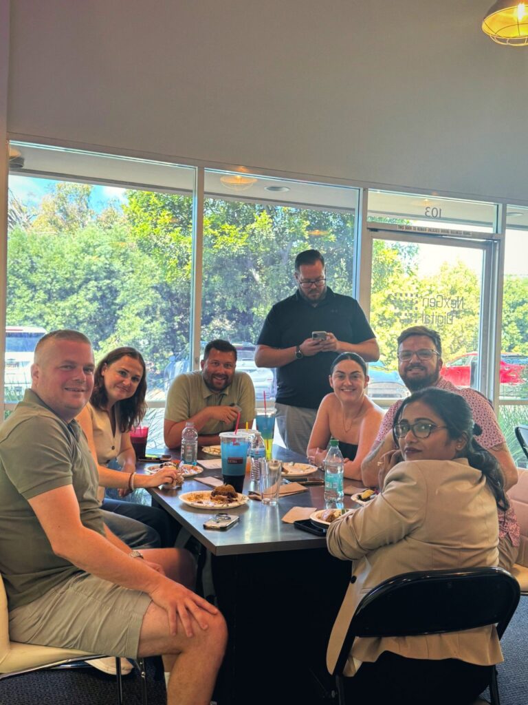 The NexGen Digital UK team at lunch in the Irvine office.